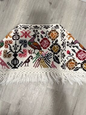 Fringed Embroidered Multicolor Shawl Scarf